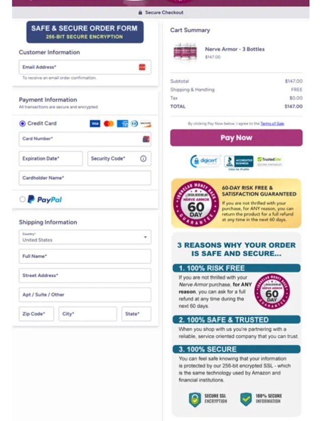 Nerve Armor Official Website Secure Order Page